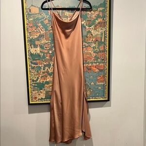 Astr Satin Bias Dress in Copper-Tone